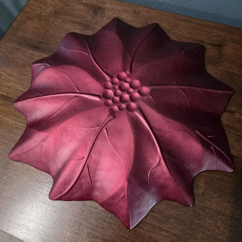 Set of 5 Pier 1 Imports Glass Poinsettia Dessert Salad Plates 8